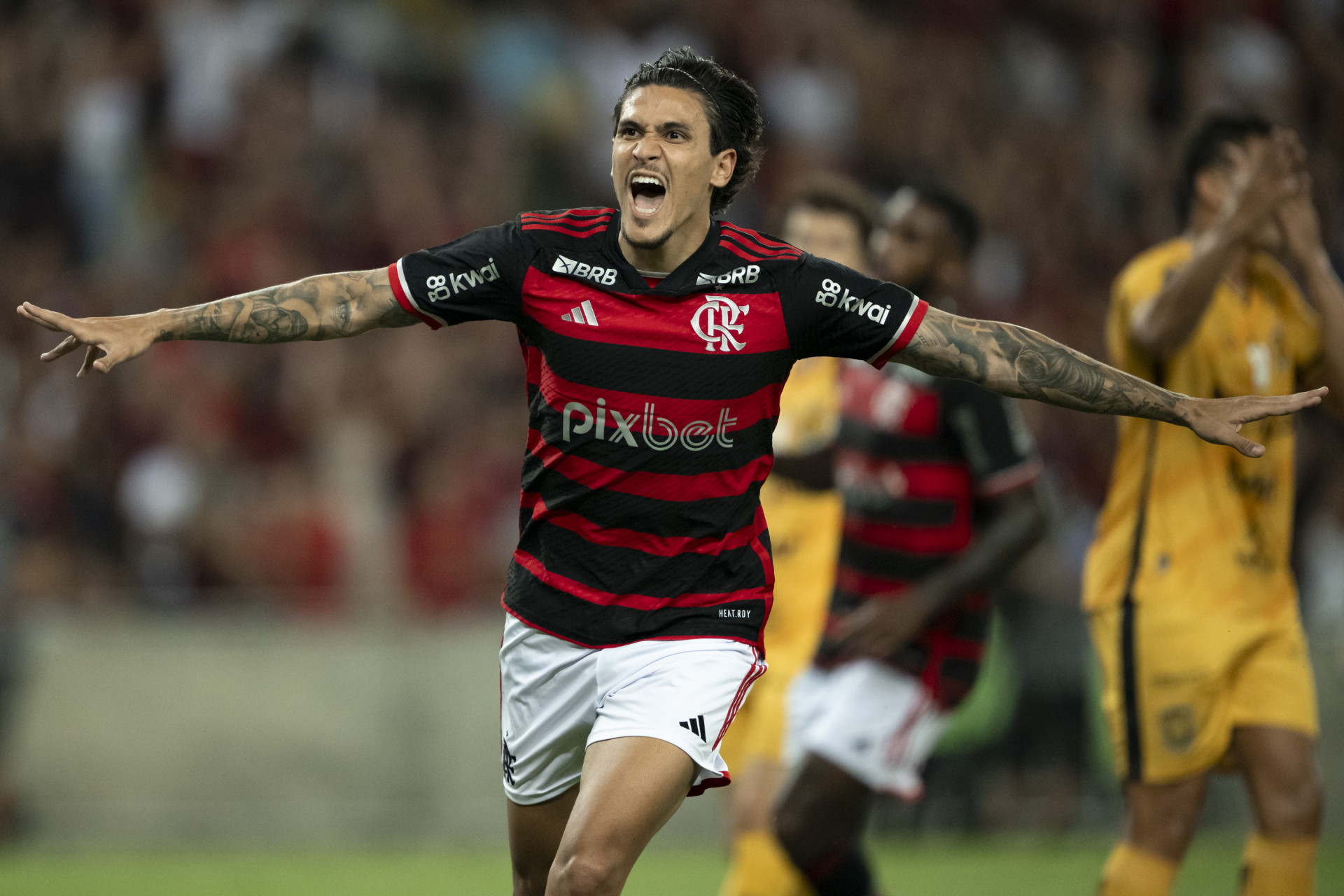 Pedro comemora gol marcado em Flamengo x Amazonas - Jorge Rodrigues/AGIF/Estadão Conteúdo