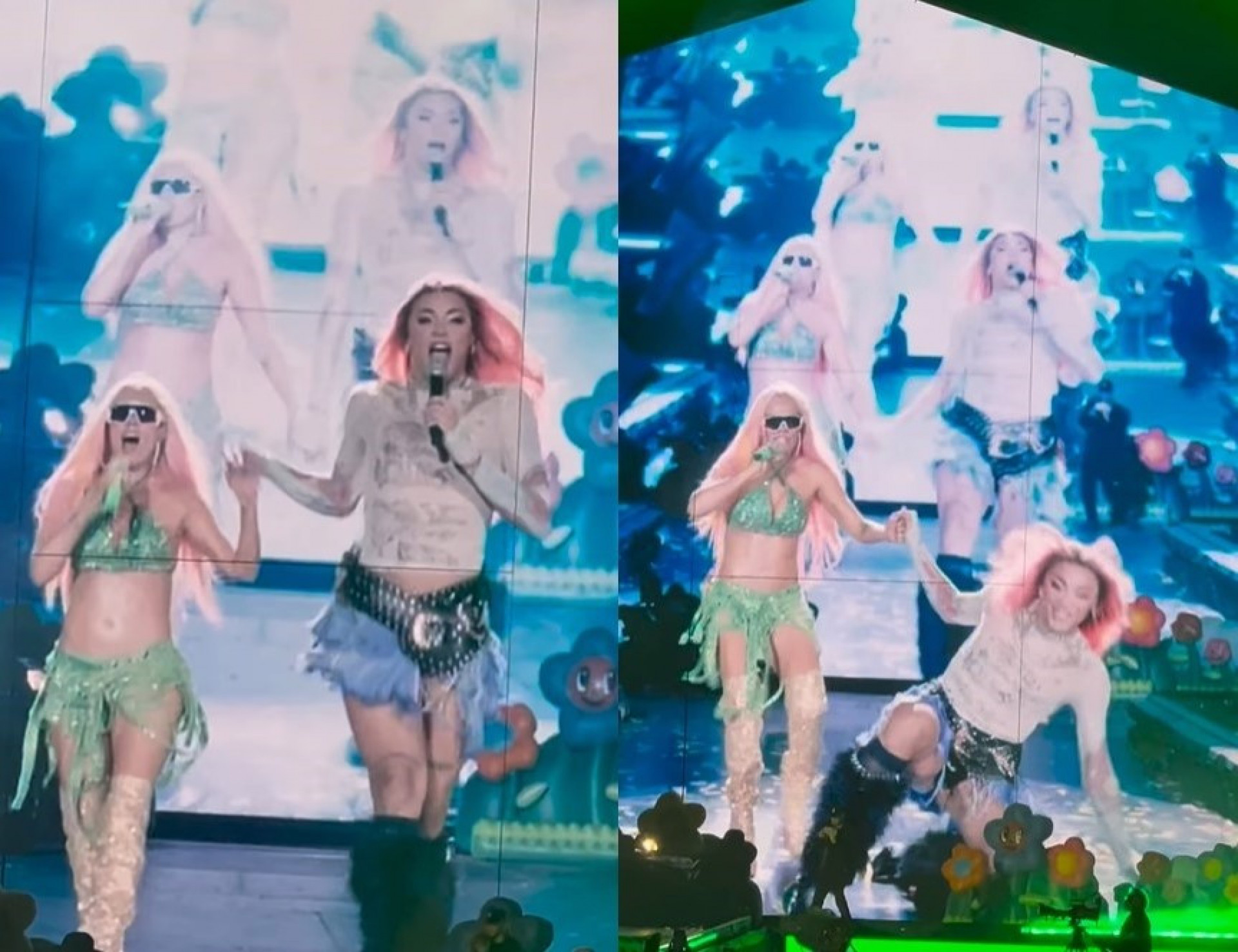 Pabllo Vittar cai no palco durante show com Karol G - Reprodução / Instagram