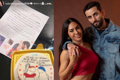 Isabelle e Matteus recebem presente de 'aniversário': 'Um mês do grande beijo tribal'