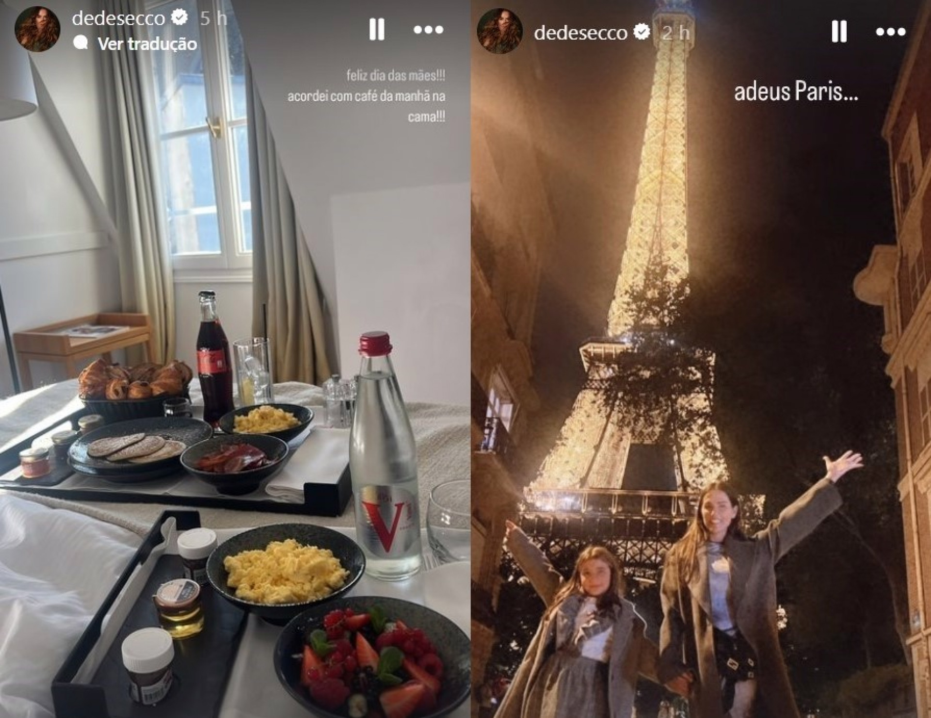 Na Europa, Deborah Secco comenta sobre café da manhã do Dia das Mães - Reprodução / Instagram