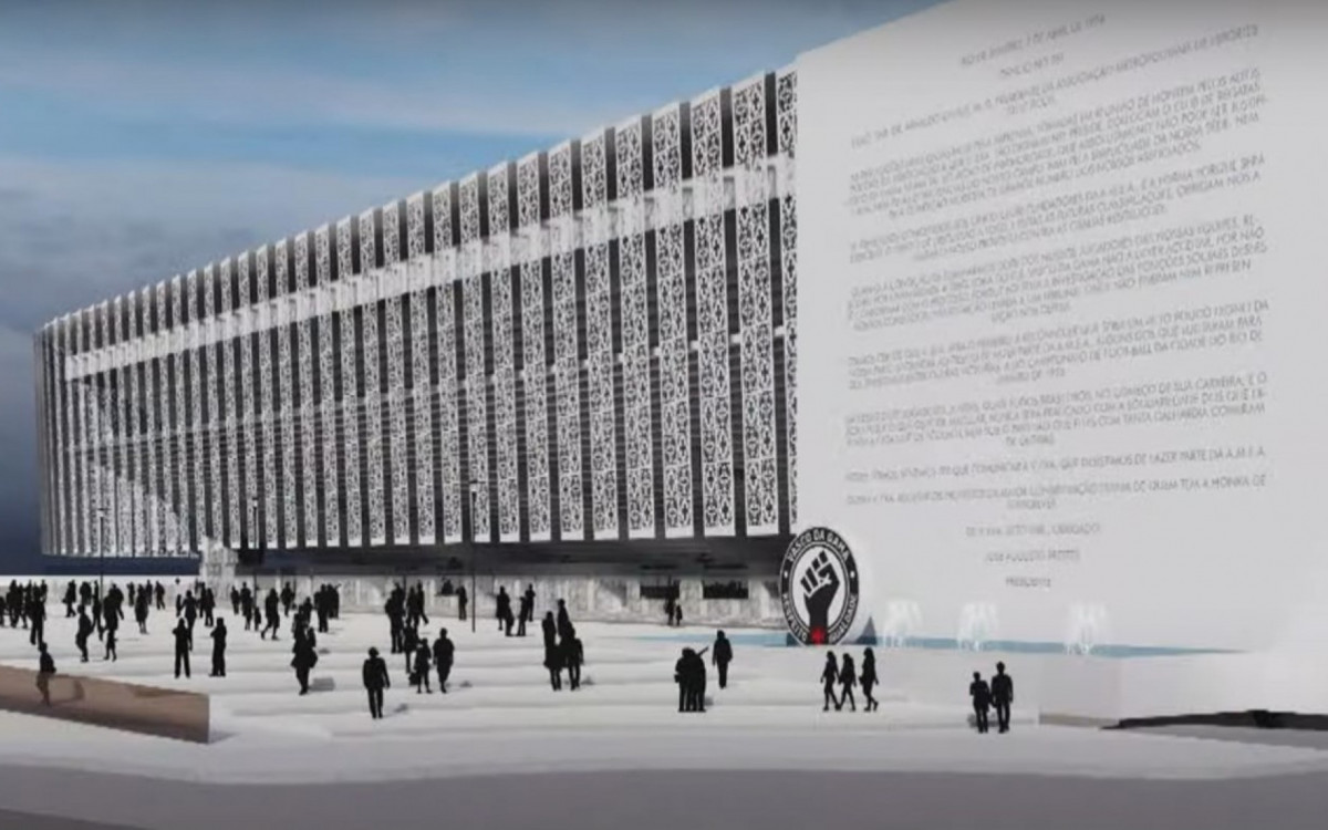 A fachada do setor norte terá um painel com a resposta histórica de 1924 pelo projeto de reforma de São Januário 