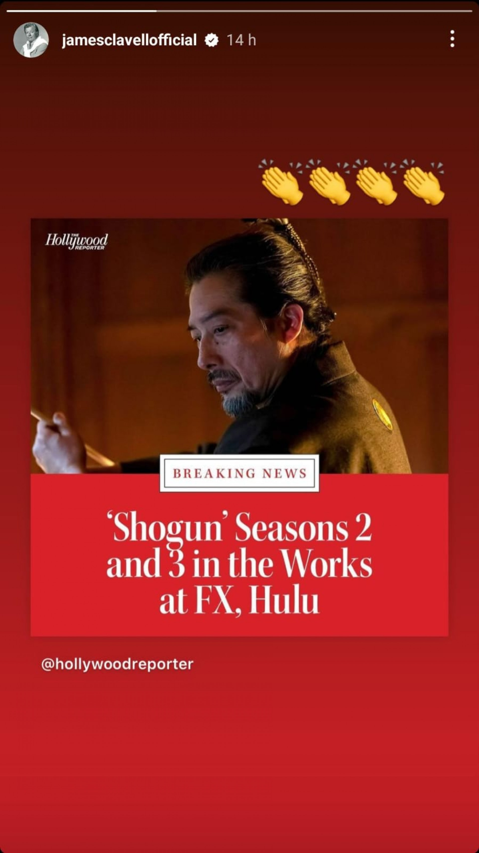 Autor James Clavell confirma novas temporadas da série e empolga os fãs - Reprodução / Instagram