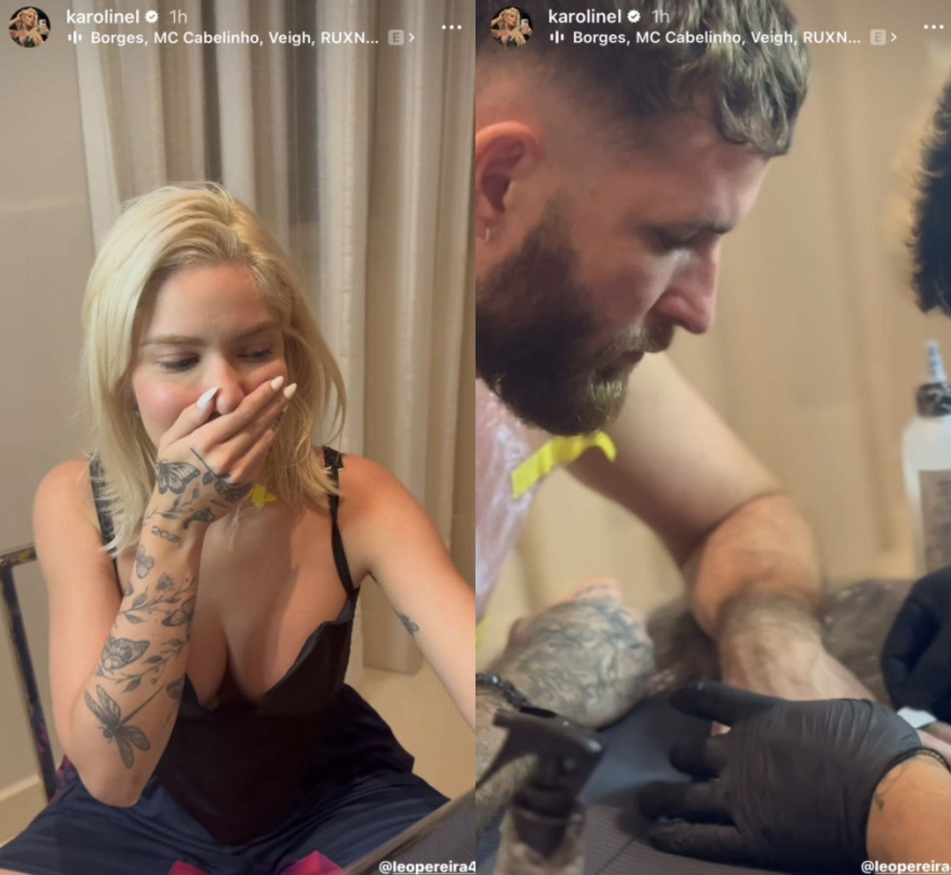 Karoline Lima e Léo Pereira fazem tatuagem de casal - Reprodução
