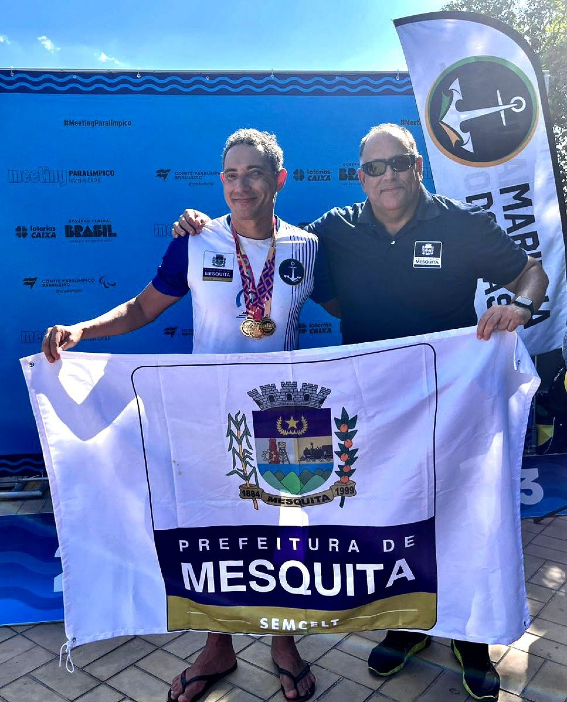 Flávio Rossini e Marcio Monteiro, coordenador aquático da Subsecretaria Municipal de Cultura, Esporte, Lazer e Turismo de Mesquita - Divulgação
