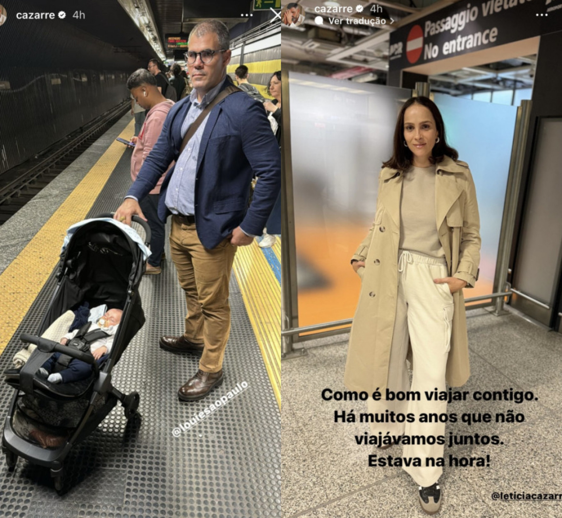 Em Roma, Juliano Cazarré se declara para mulher, Leticia Cazarré - Reprodução