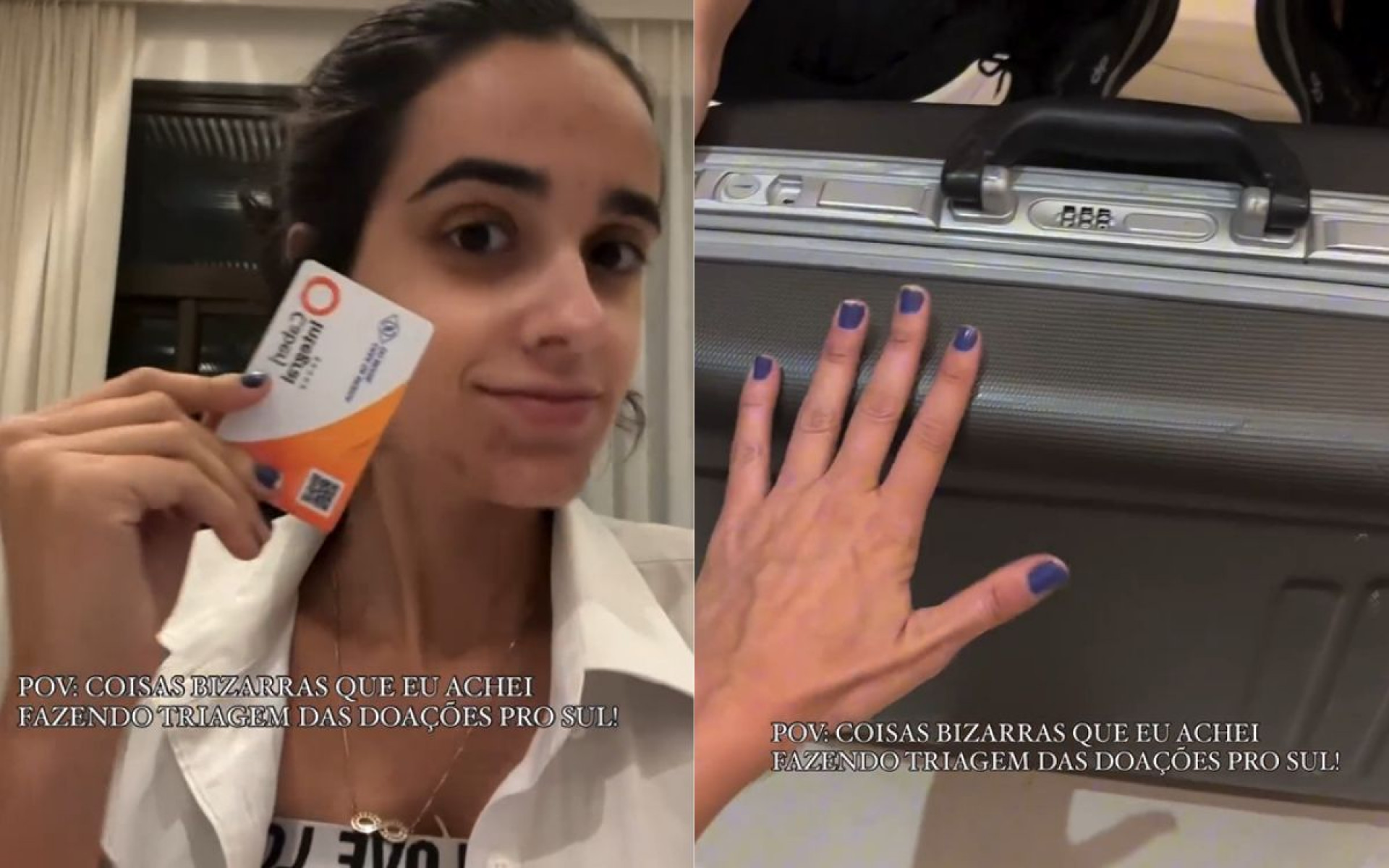 Voluntária mostra itens bizarros doados para o povo do RS - Reprodução / Instagram