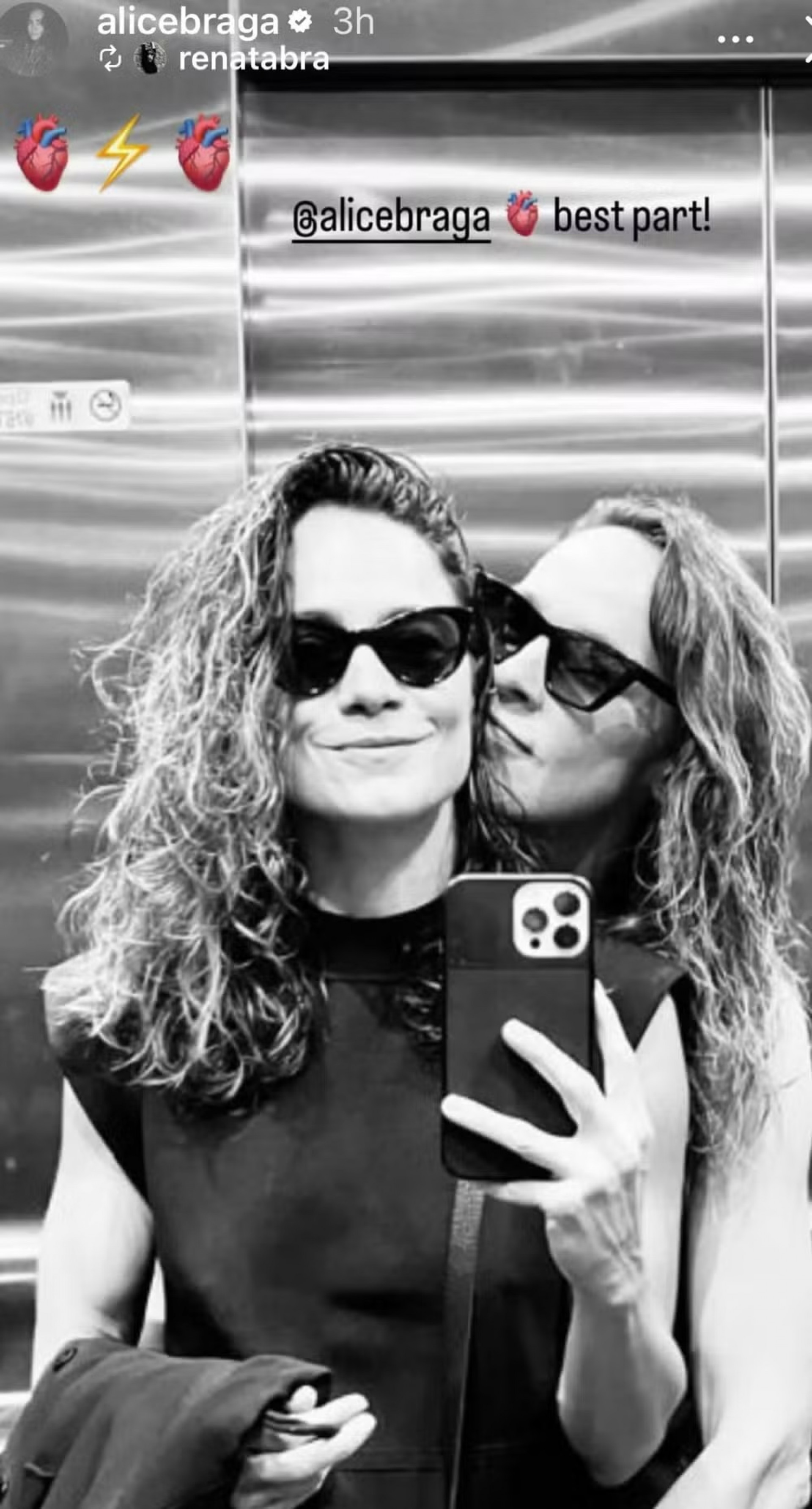 Stories de Alice Braga junto a Renata Brandão, sua namorada