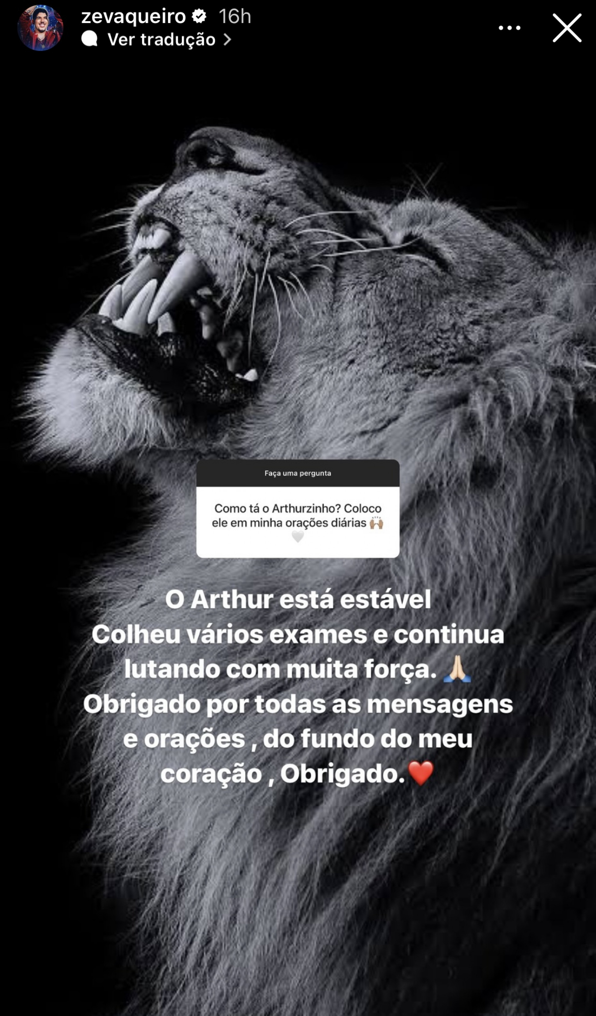 Zé Vaqueiro atualiza estado de saúde do filho caçula - Reprodução