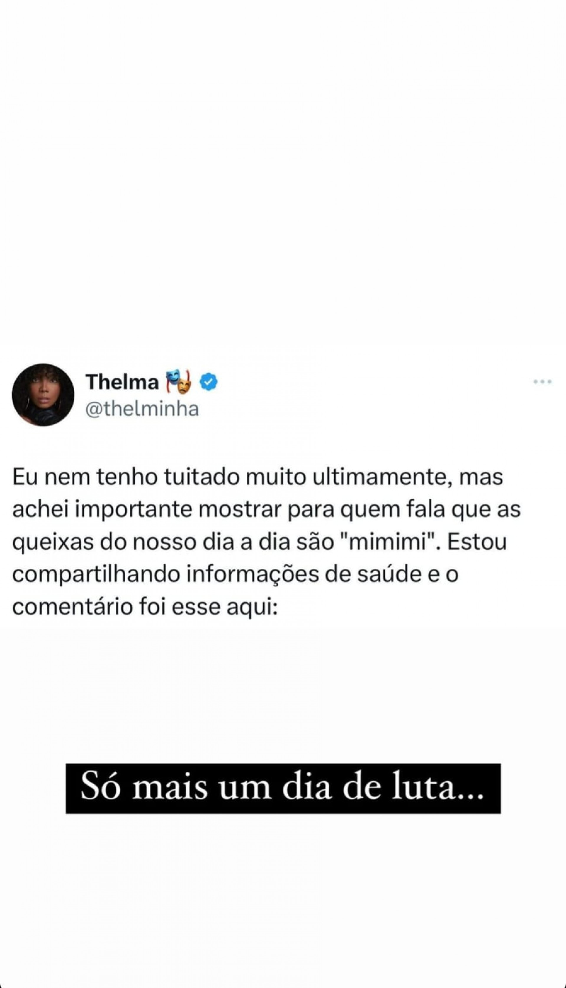 Thelma Assis expõe comentário racista - Reprodução / Instagram