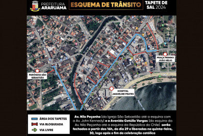 Feriado de Corpus Christi ocasiona mudanças no trânsito de Araruama a partir desta quarta-feira