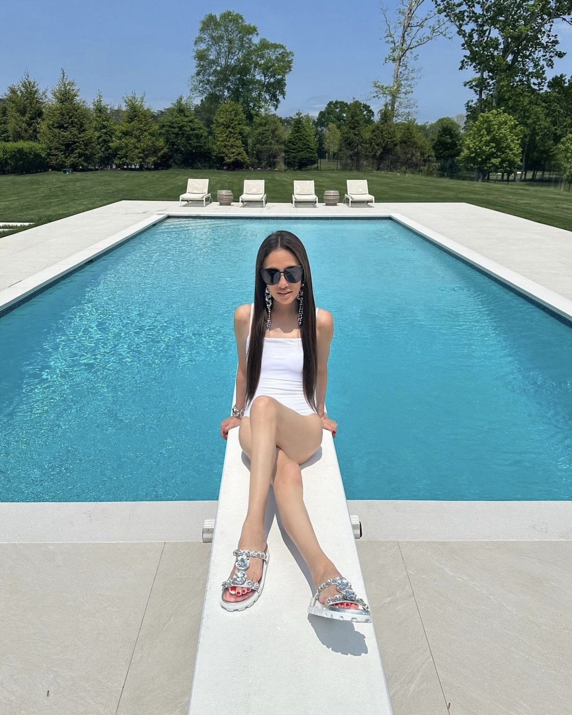 Estilista Vera Wang aproveita piscina - Reprodução / Instagram