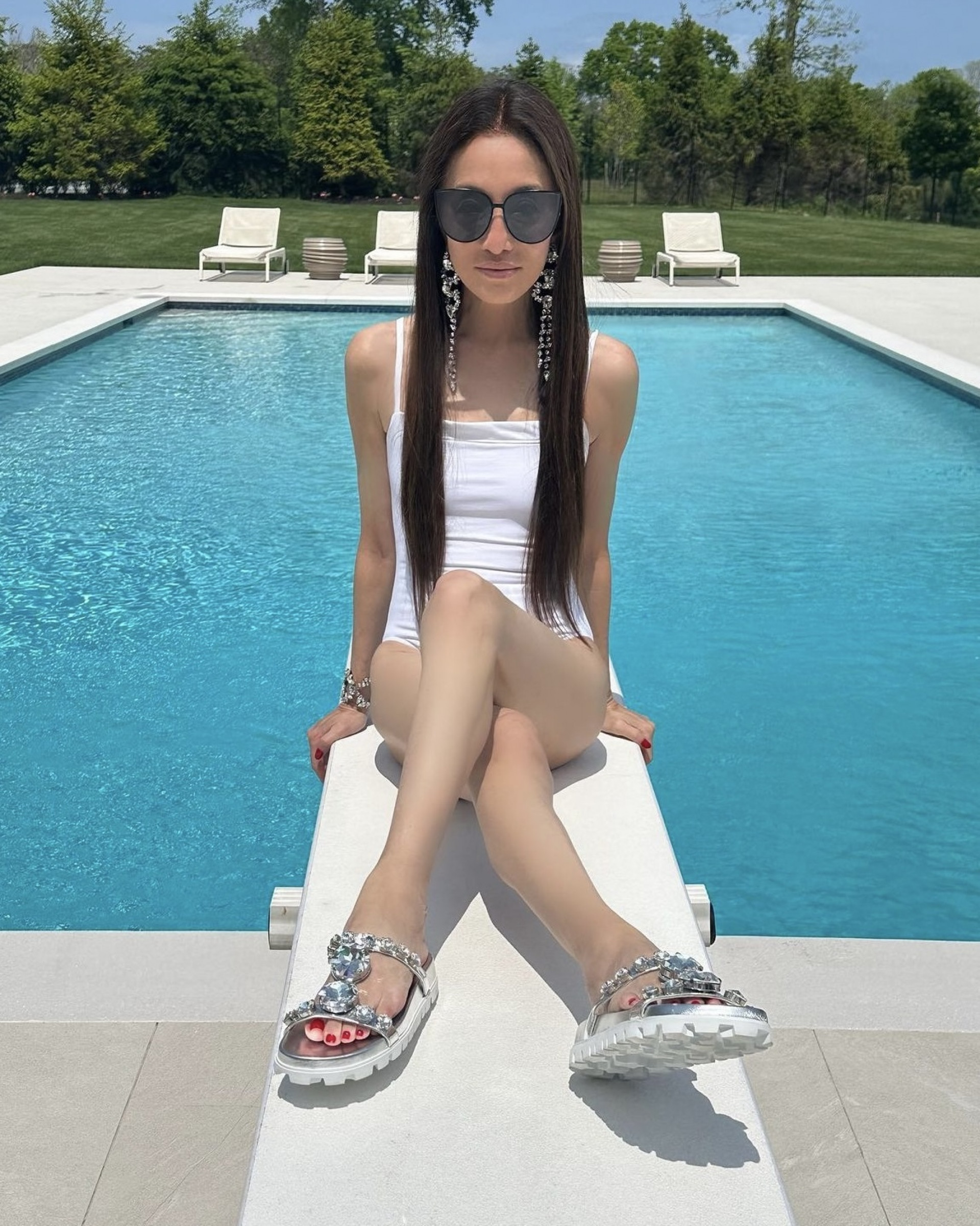 Estilista Vera Wang aproveita piscina - Reprodução / Instagram