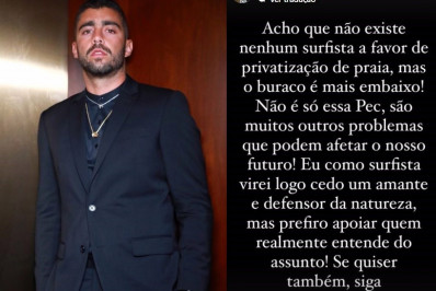 Pedro Scooby fala sobre 'privatização' das praias: 'Prefiro apoiar quem entende do assunto'