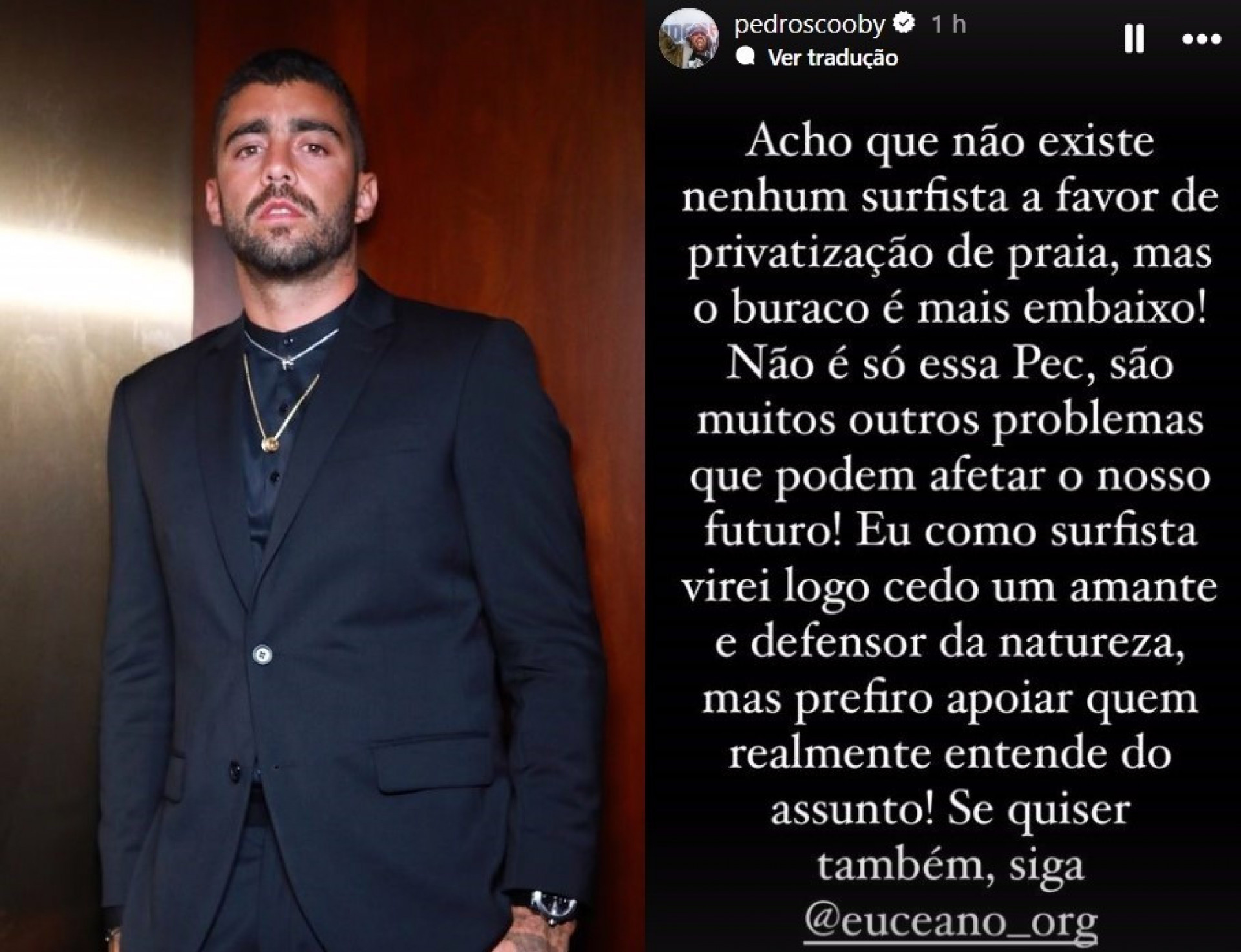 Pedro Scooby se manifesta sobre PEC das praias - Reprodução / Instagram