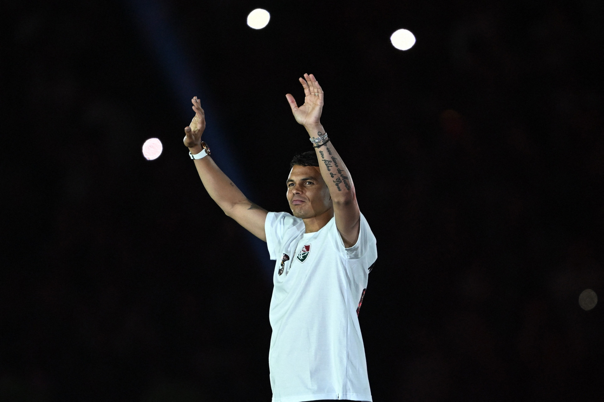 Thiago Silva na apresentação do Fluminense - Mauro Pimentel/AFP