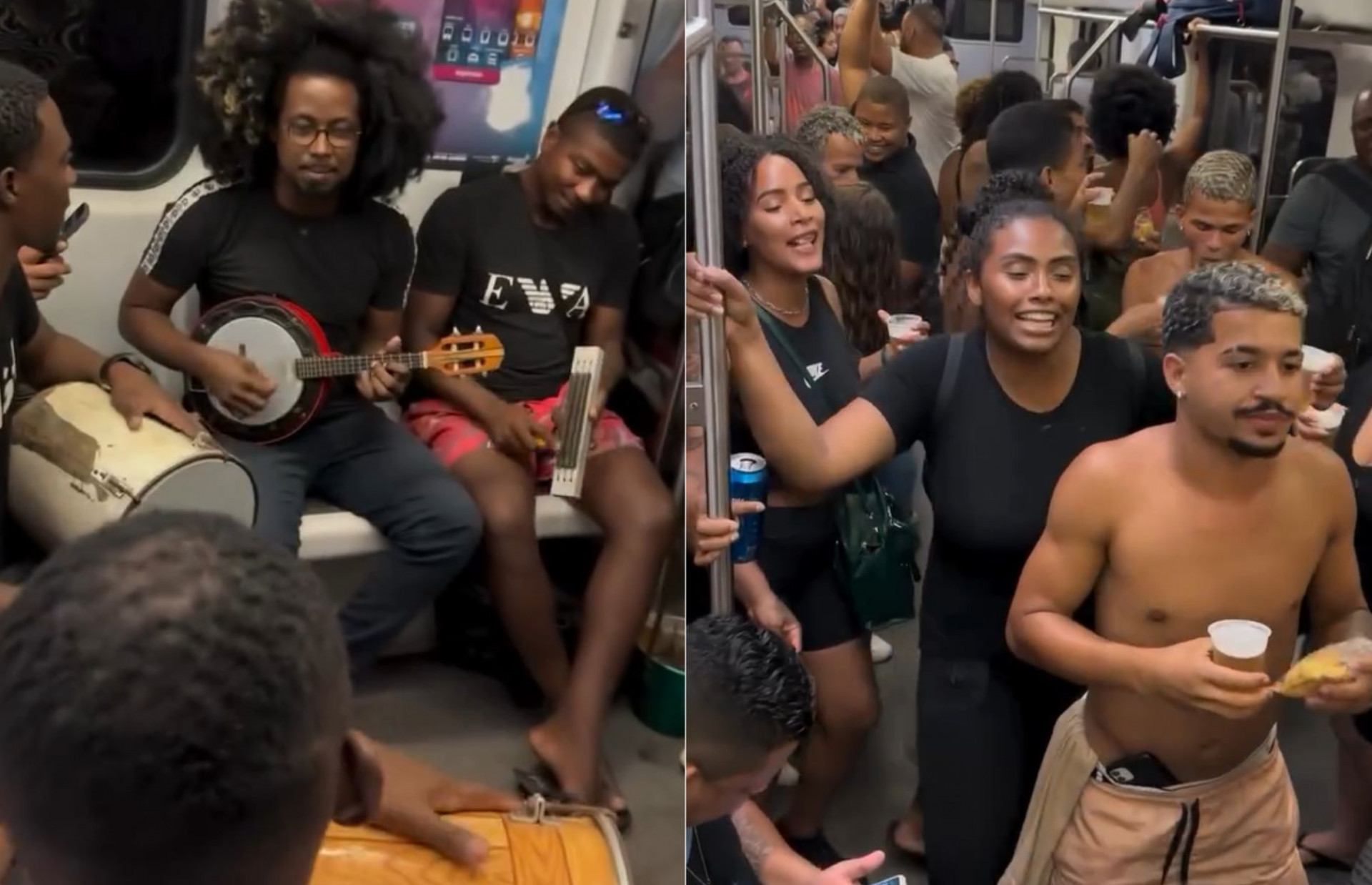 Roda de samba anima a volta para casa em vagão de trem no ramal Japeri - Reprodução / Instagram