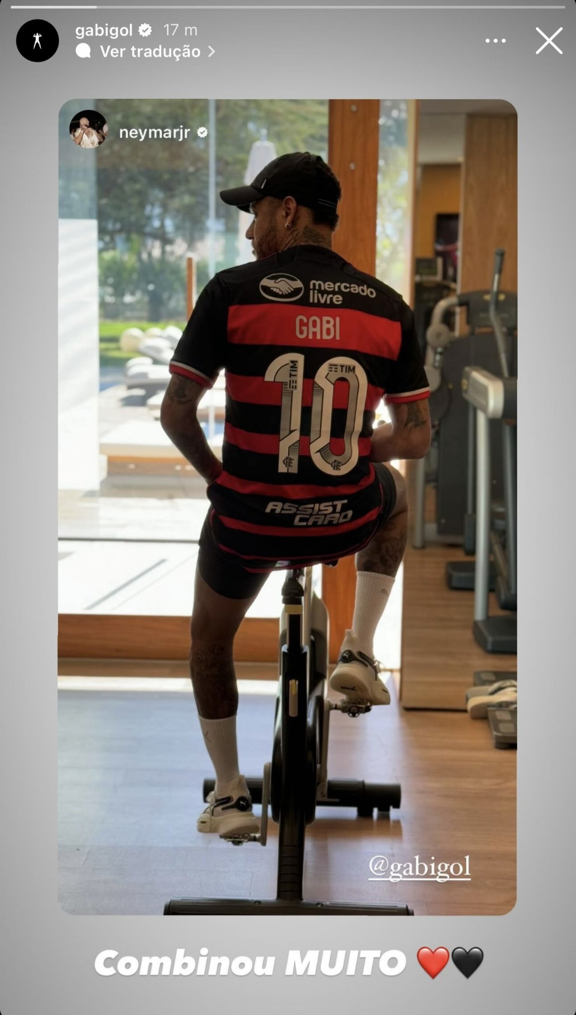 Gabigol respondendo à publicação de Neymar - Reprodução