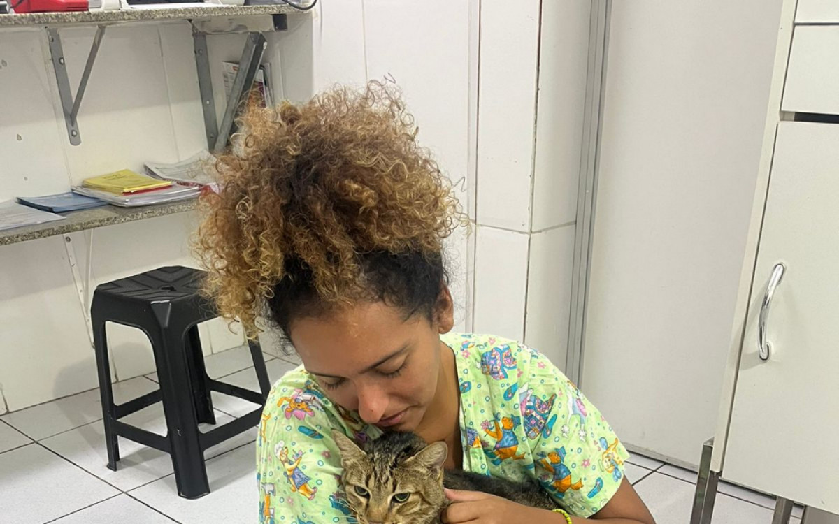 Veterinária Caroline em atendimento  - Arquivo pessoal/Carolina Maria de Azeredo