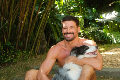 Cauã Reymond posa com a cachorrinha que foi envenenada e comemora alta