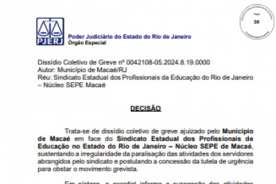 Justiça do Rio considera ilegal greve dos educadores de Macaé