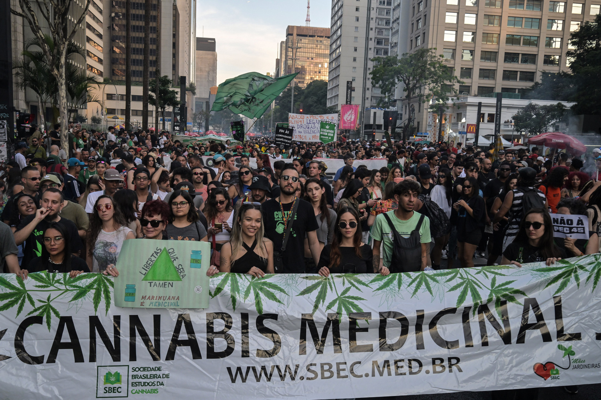 Manifestação pela legalização da maconha em SP no domingo (16) - Nelson Almeida / AFP