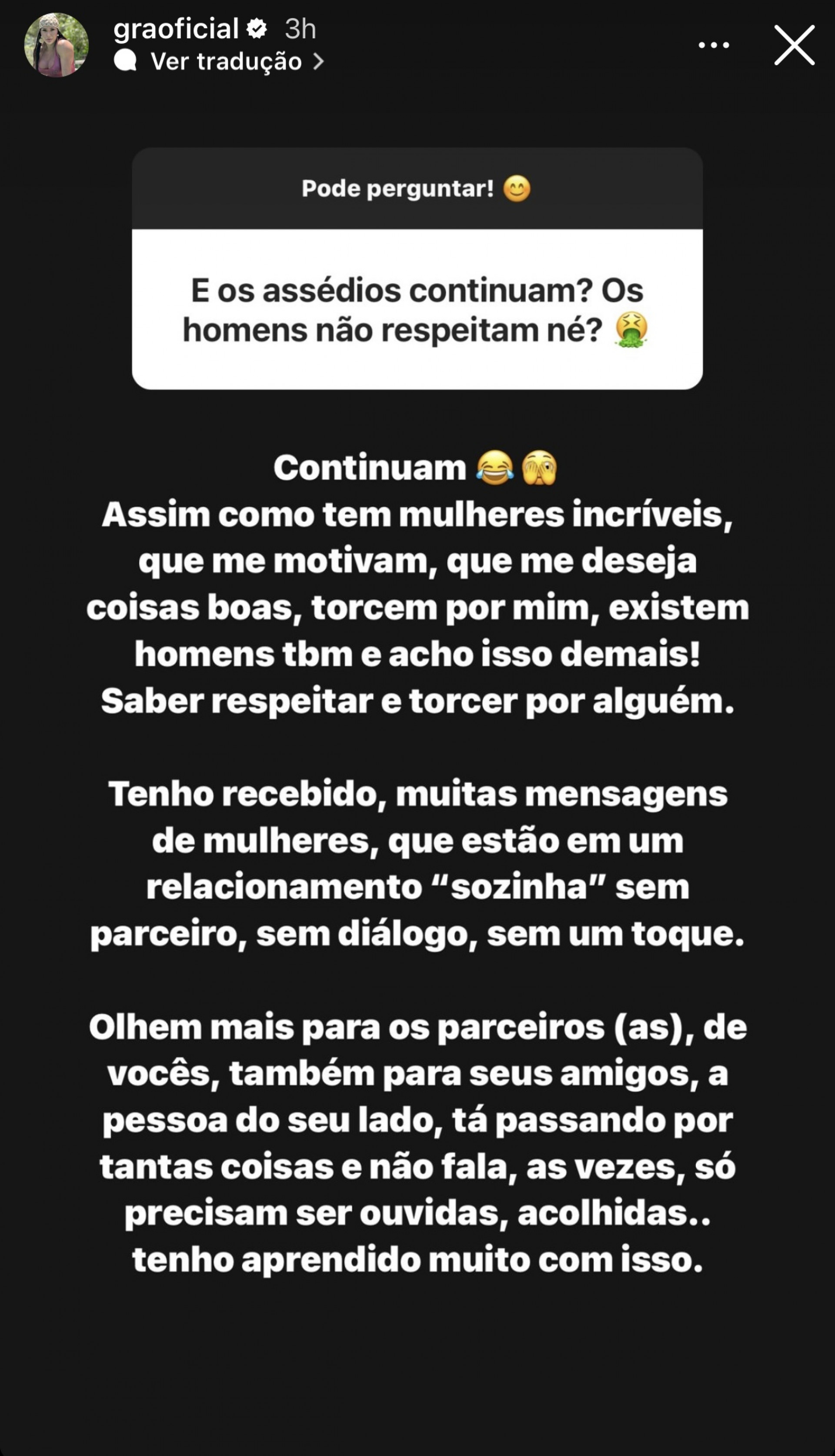 Gracyanne Barbosa fala sobre cantadas - Reprodução