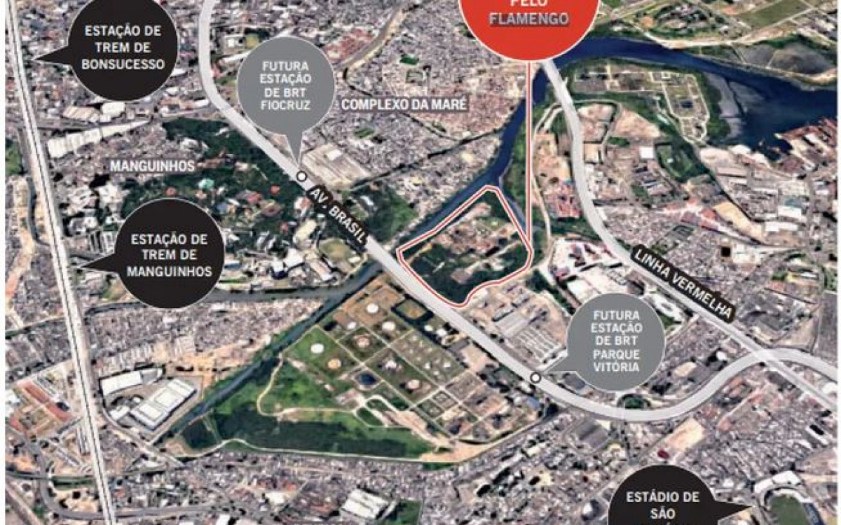 Local do terreno em Manguinhos quase comprado pelo Flamengo, em 2017