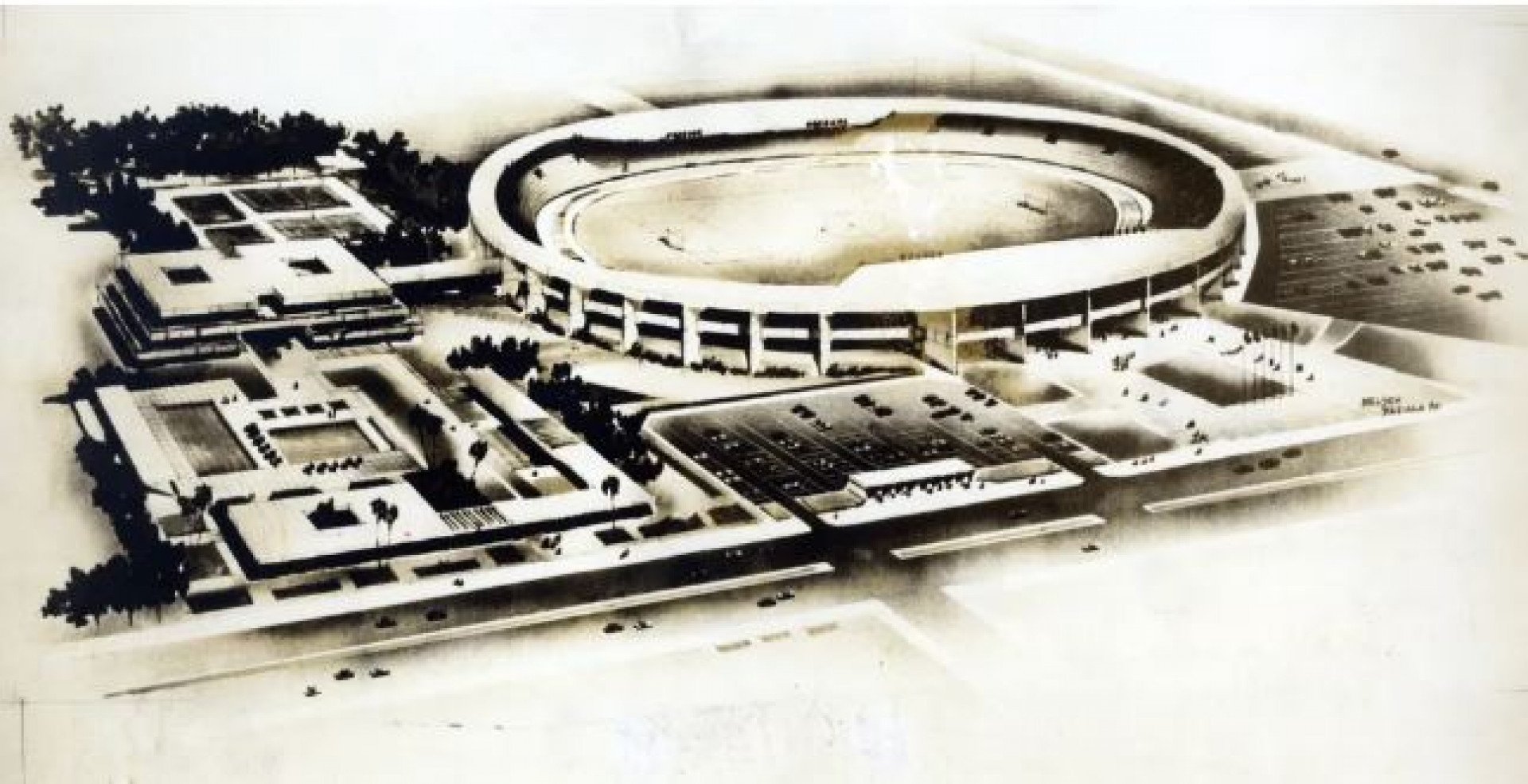 Maquete de novo estádio do Flamengo apresentada em 1980 - Foto: Reprodução