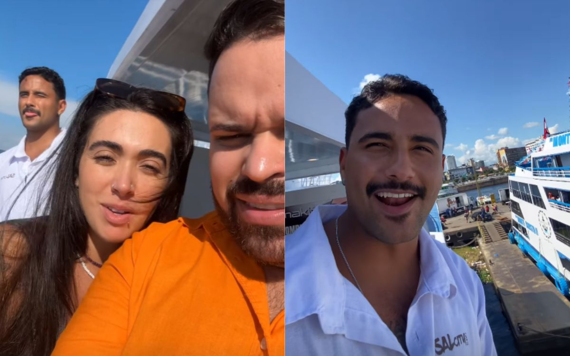 Pizane, Michel e Giovanna viajam de barco até Parintins - Reprodução / Instagram