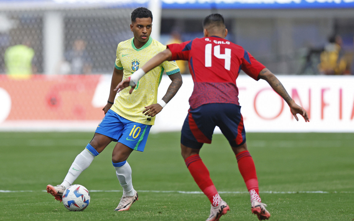 Rodrygo em ação contra a Costa Rica, na última segunda-feira (24) - Rafael Ribeiro/CBF