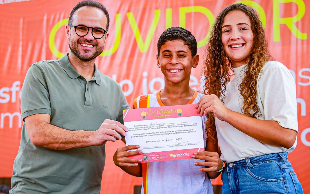 Yuri Rodrigues, 13 anos, da Escola Municipal Belford Roxo, também foi eleito ouvidor mirim titular recebendo 37 votos