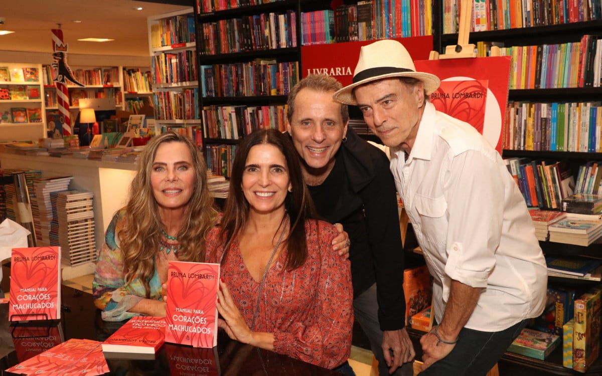 Malu Mader, Tony Belotto e Carlos Alberto Riccelli prestigiam lançamento do livro de Bruna Lombardi no Rio - Rogério Fidalgo/ Agnews