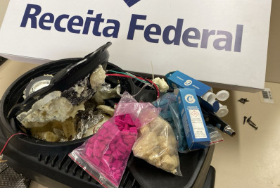 Drogas avaliadas em R$ 35 mil são apreendidas dentro de caixa de som no Galeão