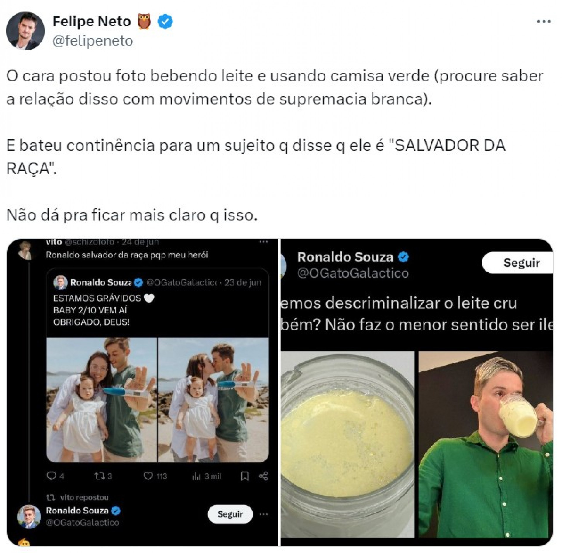 Influenciador infantil troca farpas com Felipe Neto após ser acusado de fazer post nazista - Reprodução / X