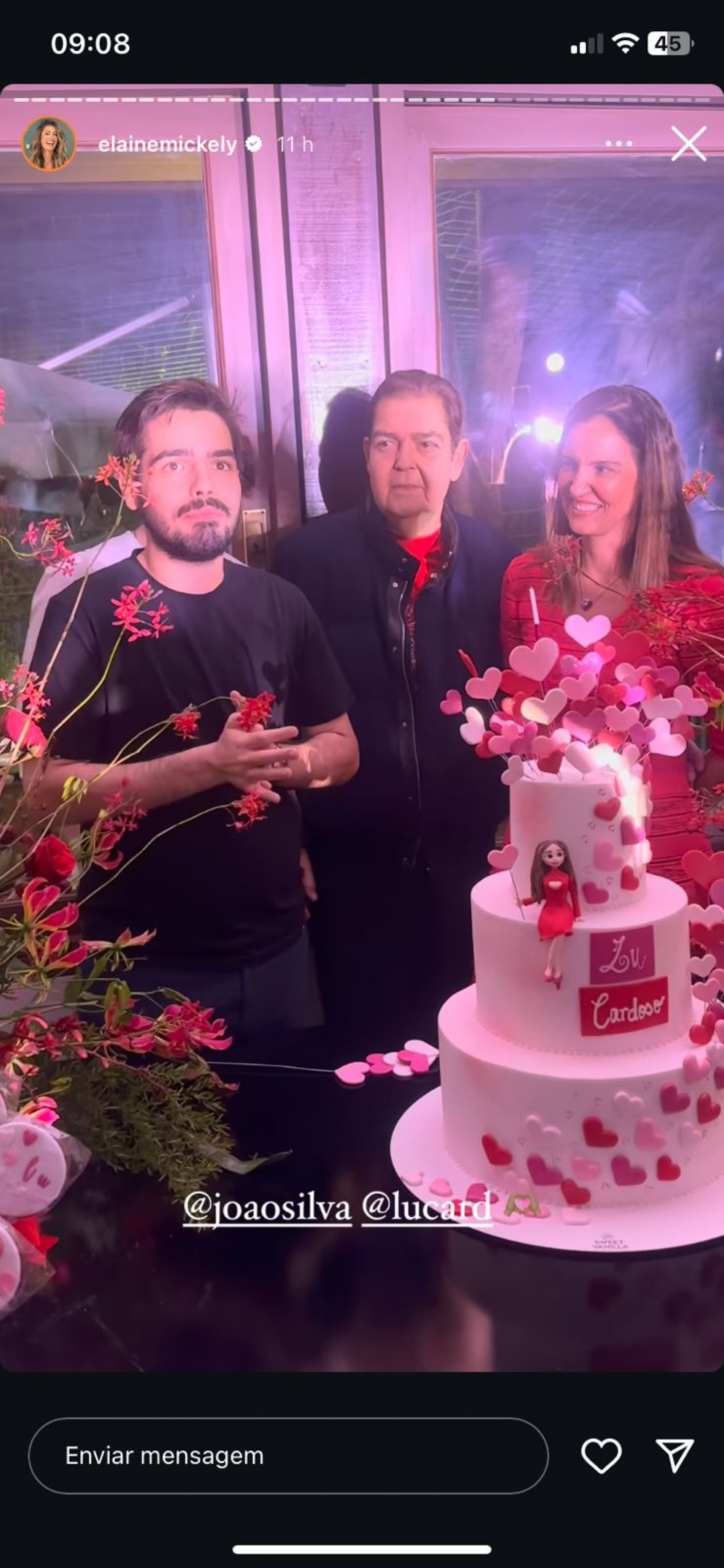 Faustão no aniversário da mulher, Luciana Cardoso - Reprodução / Instagram