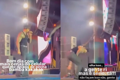 Léo Santana interrompe show após ser atingido por celular nas partes íntimas; veja vídeo