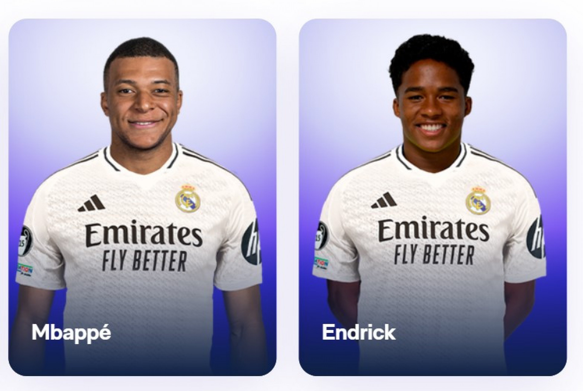 Mbappé e Endrick são incluídos no site do Real Madrid - Reprodução / Real Madrid
