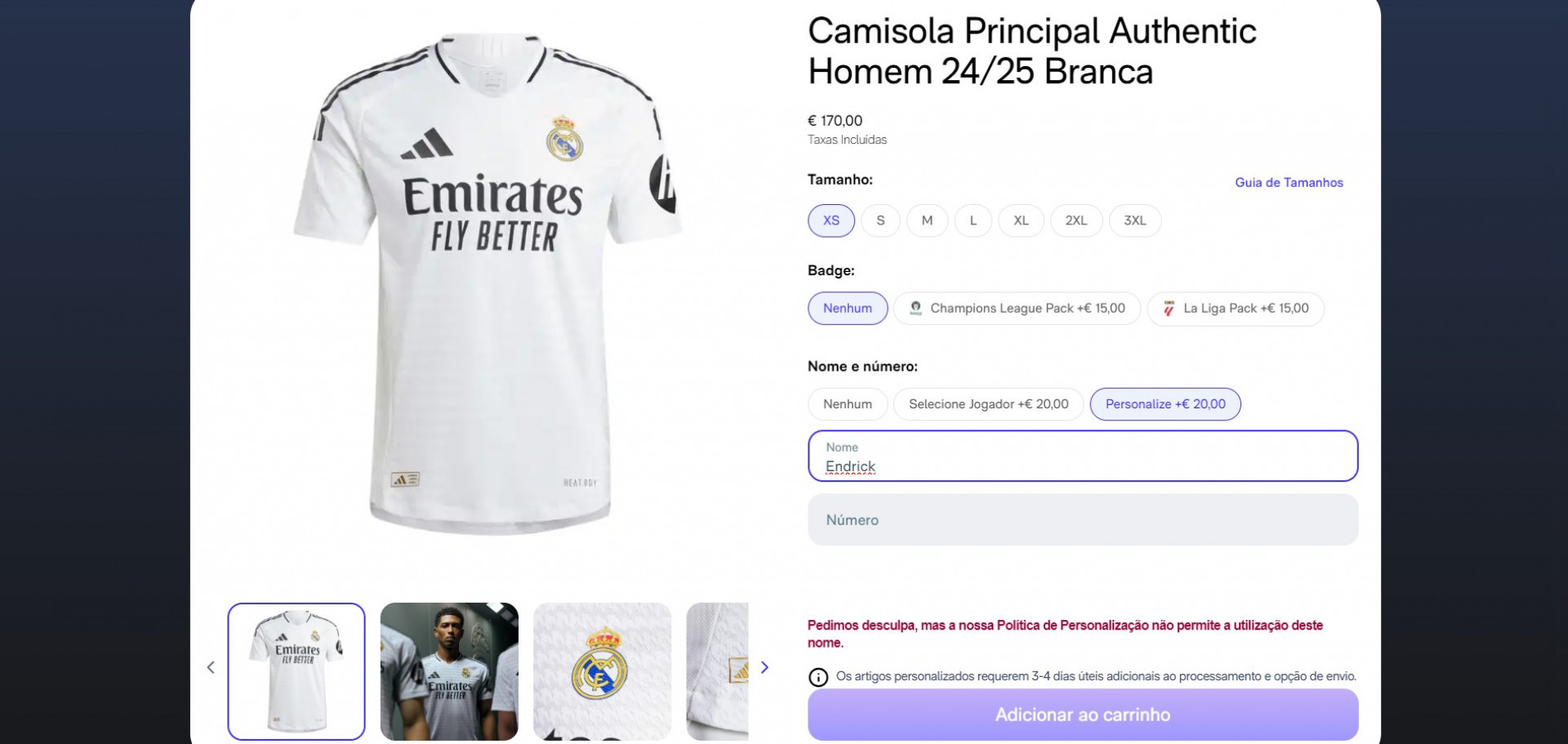 Camisas do Real Madrid não podem ser personalizadas com nomes de Mbappé e Endrick - Reprodução / Real Madrid