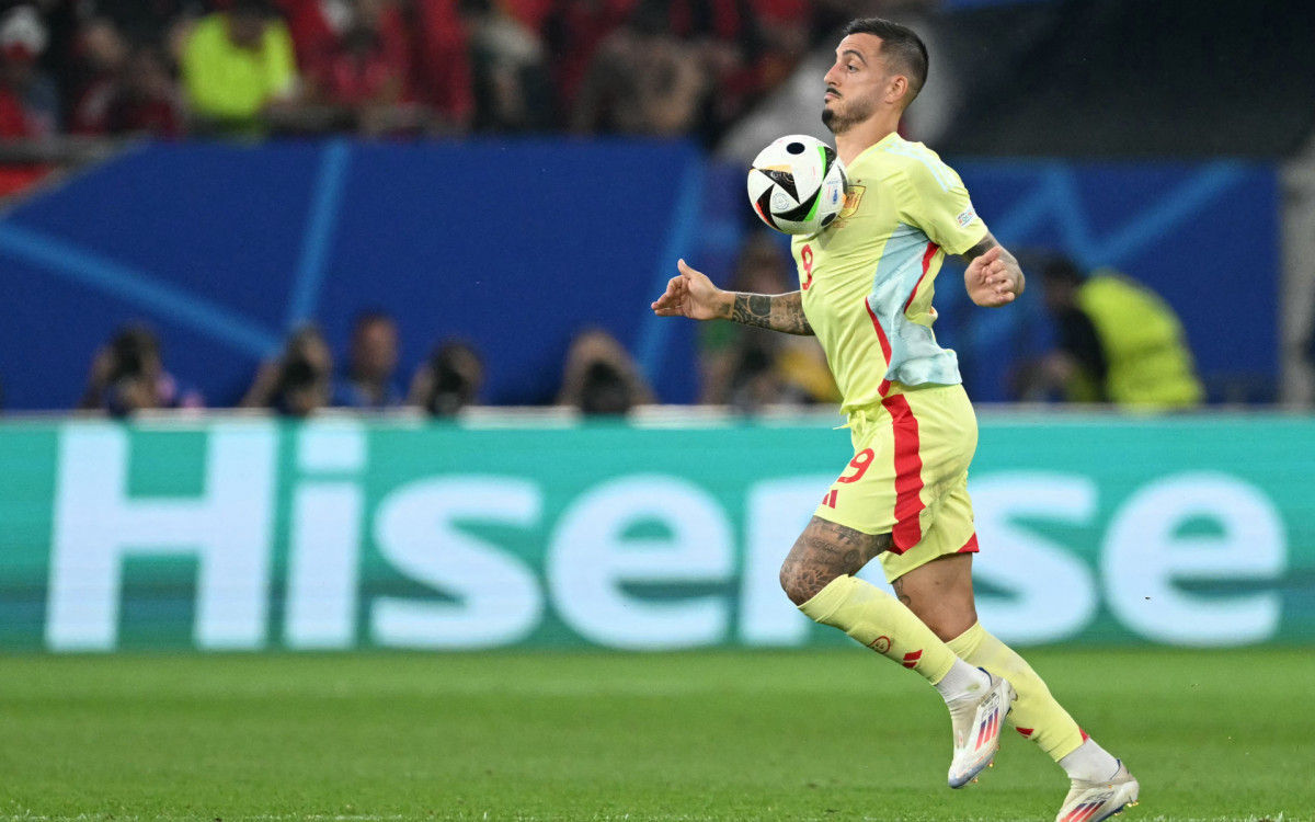 Joselu em jogo da Espanha na Euro 2024 - Patricia de Melo Moreira / AFP