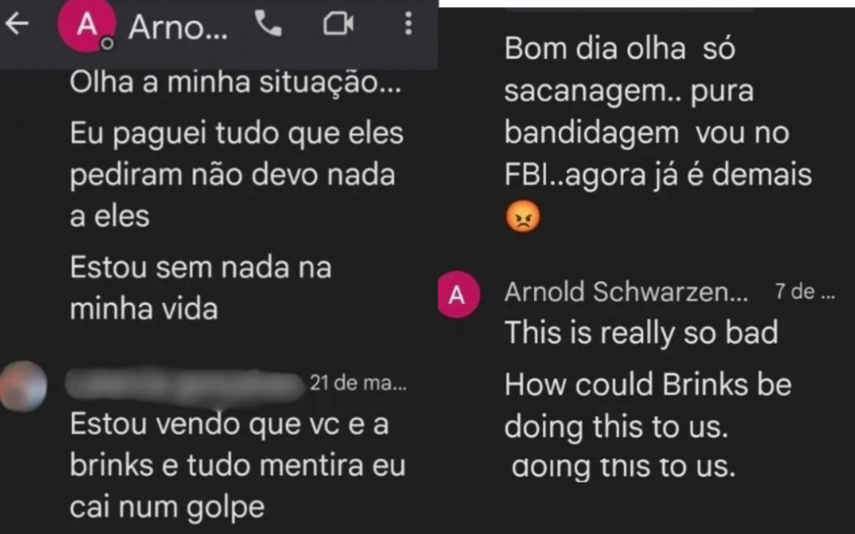 Trecho do diálogo entre a idoso e o golpista