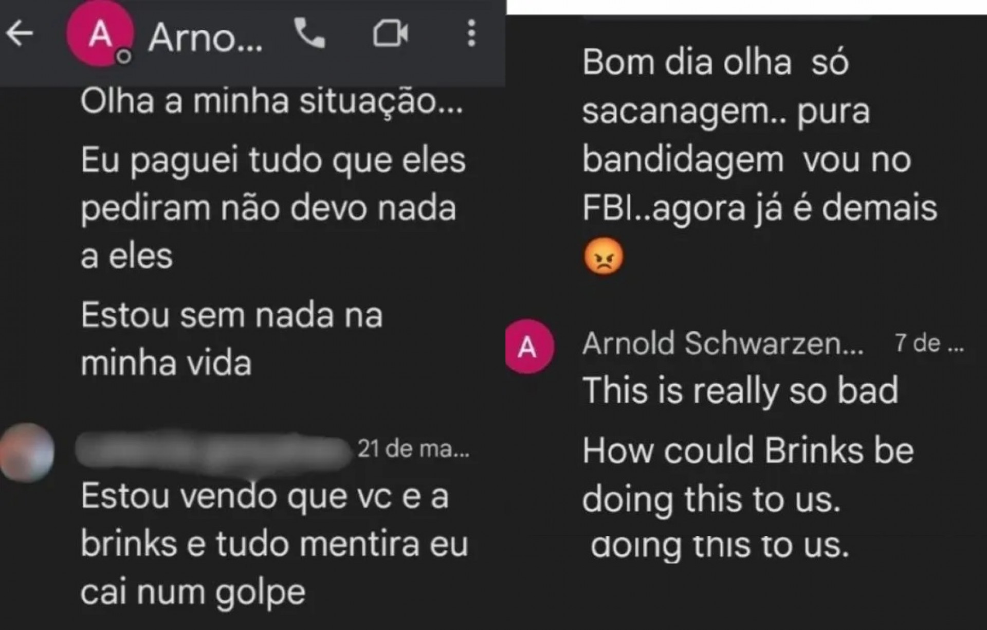 Trecho do diálogo entre a idoso e o golpista - Reprodução