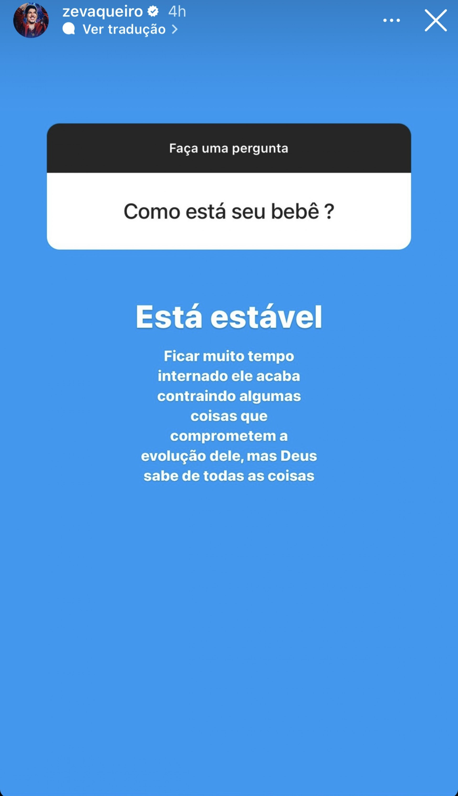 Zé Vaqueiro atualiza estado de saúde do filho caçula - Reprodução