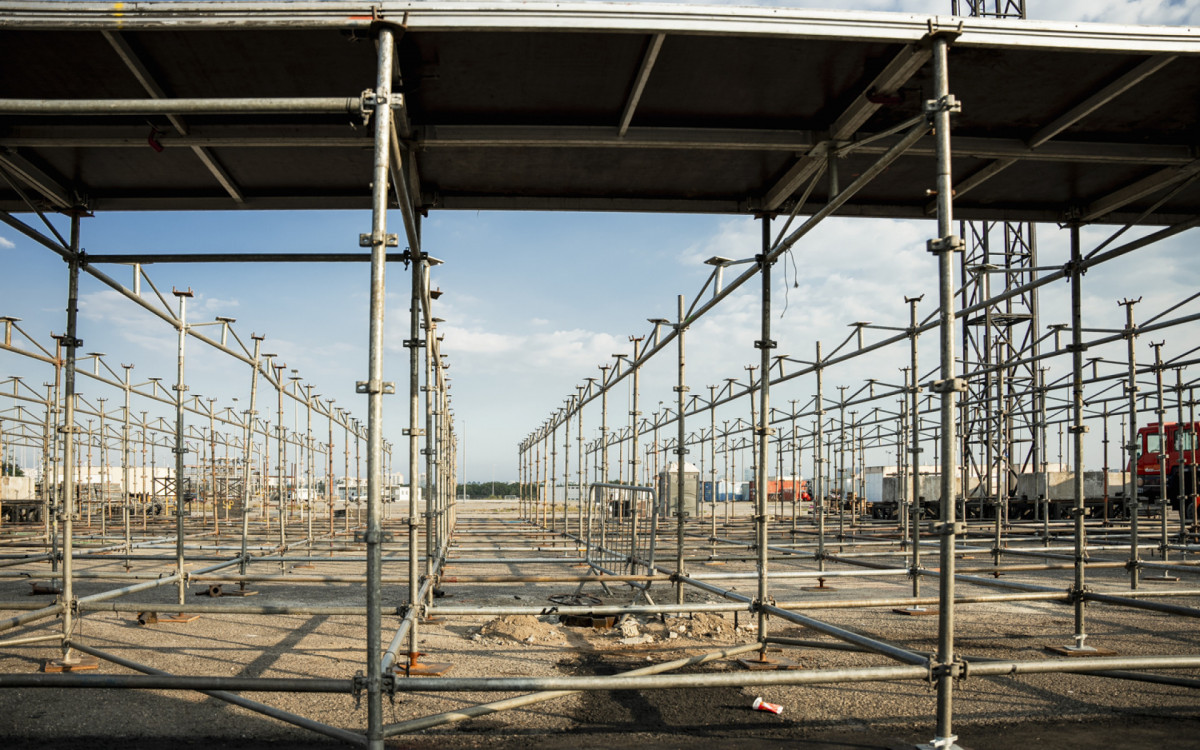 Palco Mundo começa a ser montado para o Rock in Rio no Parque Olímpico - Mariana Sena/Divulgação Rock in Rio