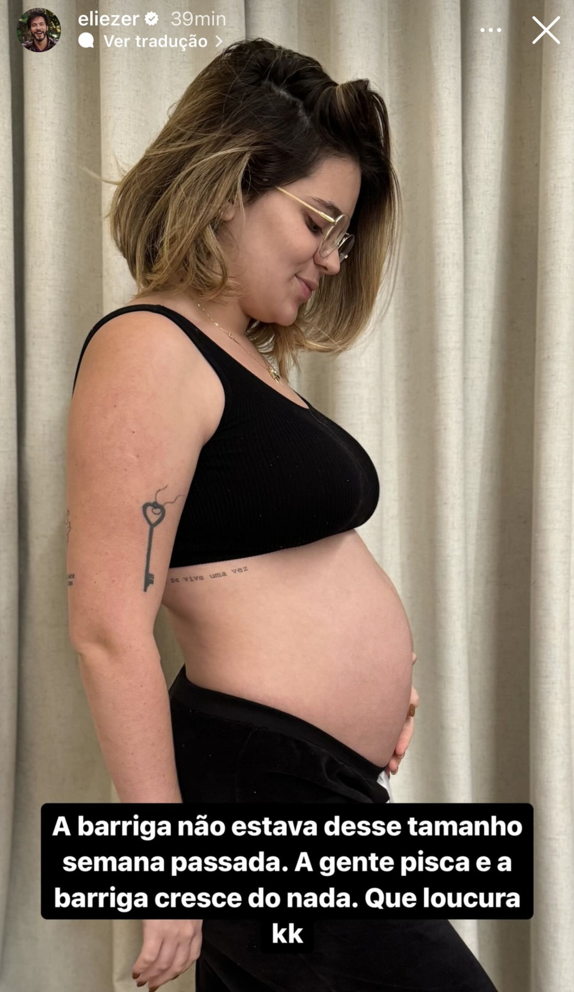 Eliezer posta clique de Viih Tube mostrando a barriga de grávida - Reprodução
