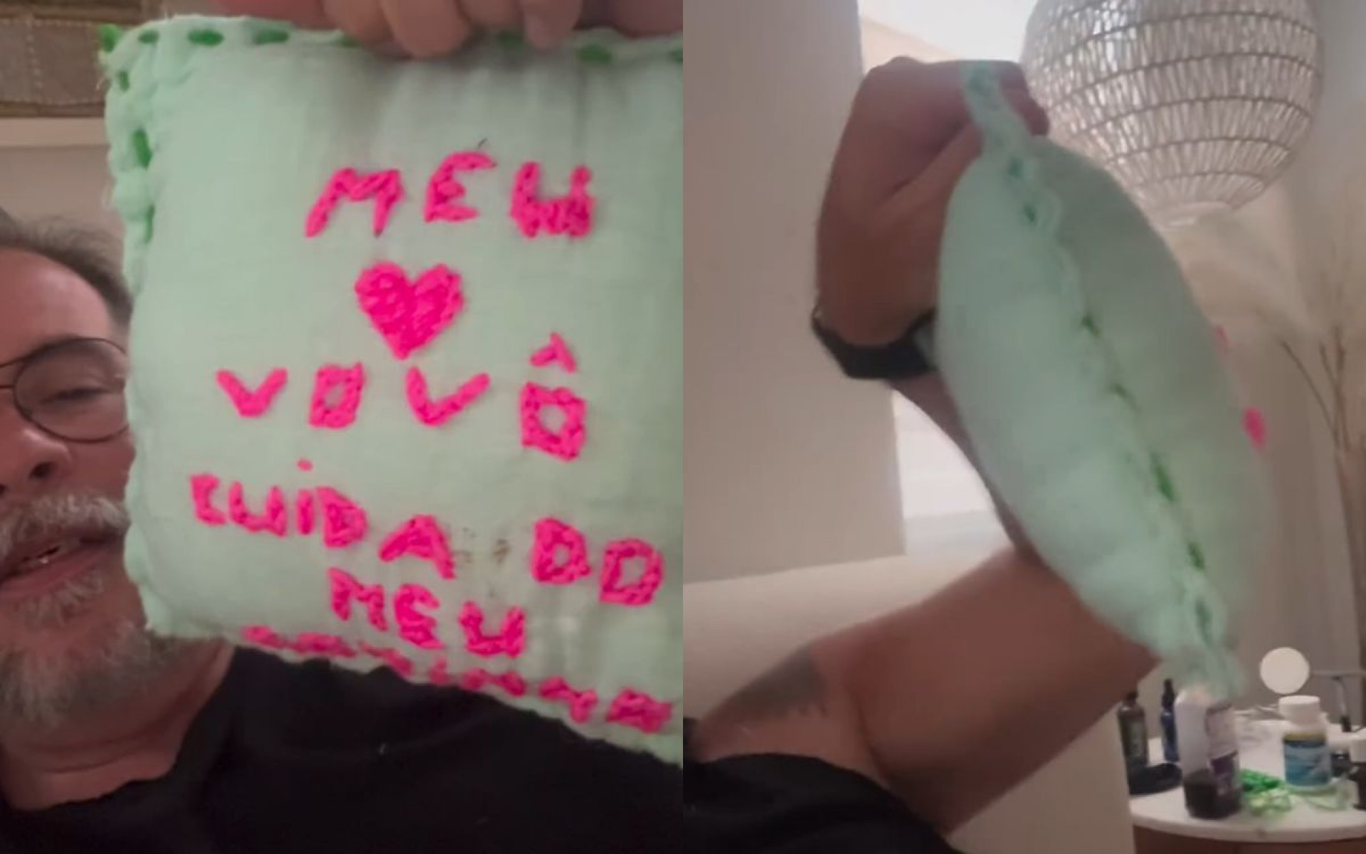 Leandro Hassum mostra travesseiro que fez para a neta - Reprodução / Instagram