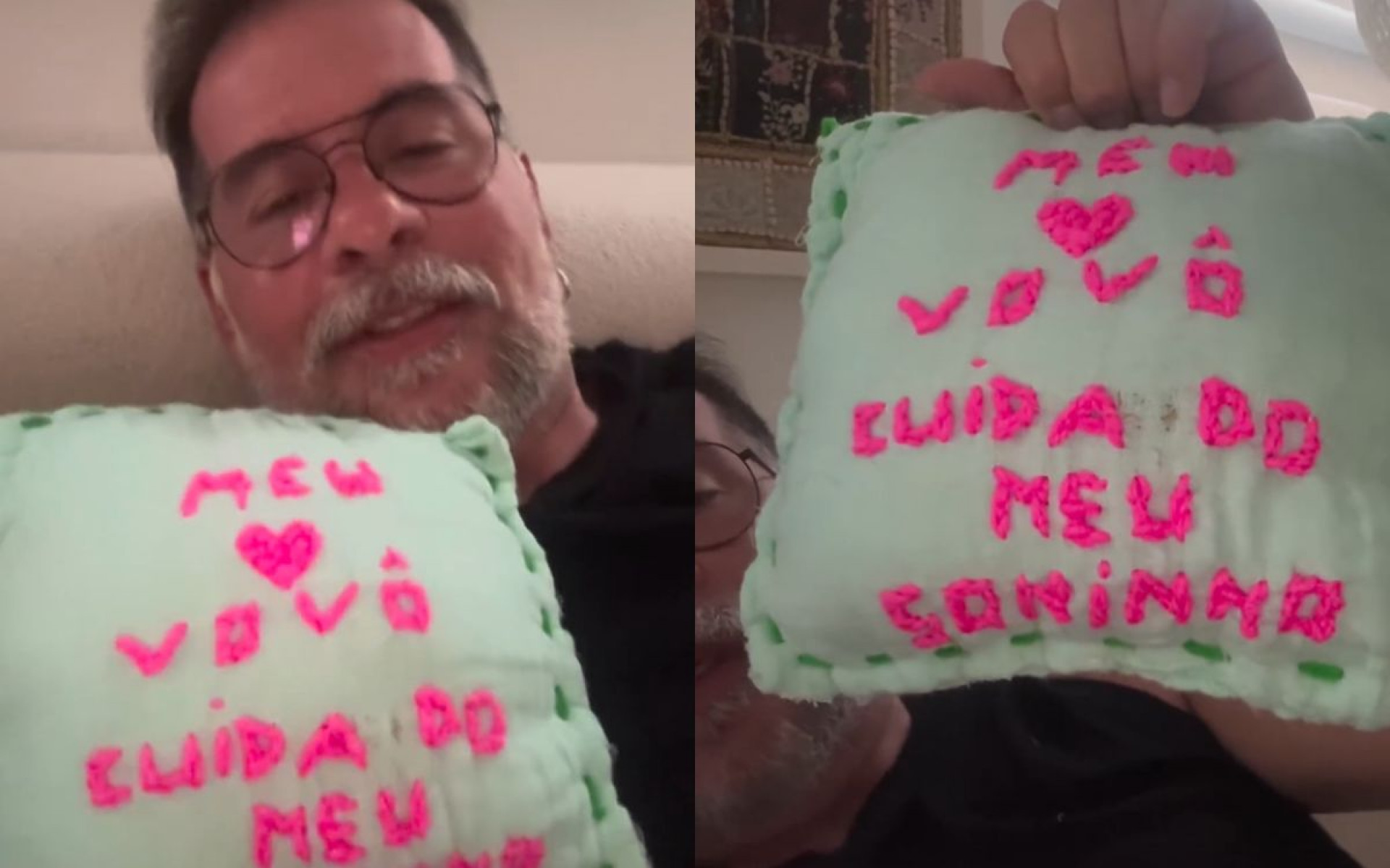 Leandro Hassum mostra travesseiro que fez para a neta - Reprodução / Instagram