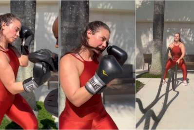 Paolla Oliveira mostra rotina de treino com direito a socos e corda