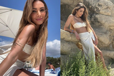 Patrícia Poeta posa para fotos em praia: 'Descanso'