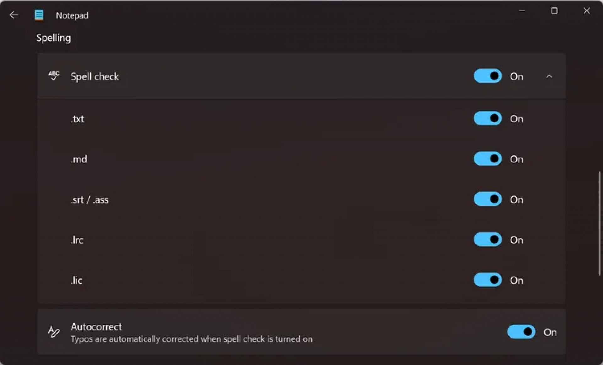 Você pode facilmente desabilitar os novos recursos de verificação ortográfica e correção automática do Bloco de Notas.