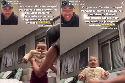 Neymar se surpreende ao assistir primeiros passos da filha: 'Não consegui ver pessoalmente'